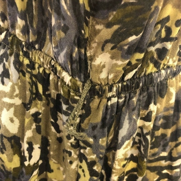 MOTHERHOOD Maternity Dress Women's Size Large Green Floral Print Ruffled V-Neck - Picture 11 of 12